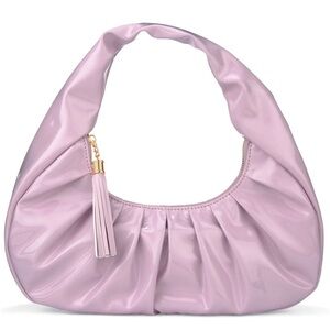 NWT Pink Venus High Shine Hobo Bag Purse Pink Tassel Zipper Trendy Fashion